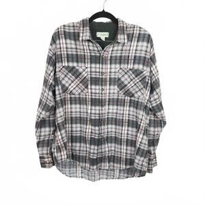 Vintage Haband Flannel Shirt‎ Mens Large L Gray Black Red Button Up Long Sleeve